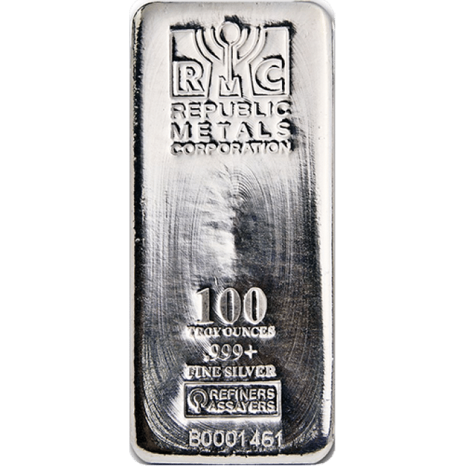 100oz Republic Metals Silver Bar