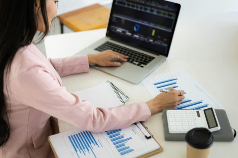 Concept of investment portfolio adjustment planning and business risk analysis.