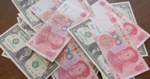 Counting RMB and USD banknote, the trade war concept with china and America