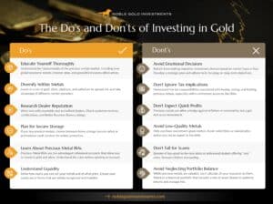 dos and donts of investing in gold graphic