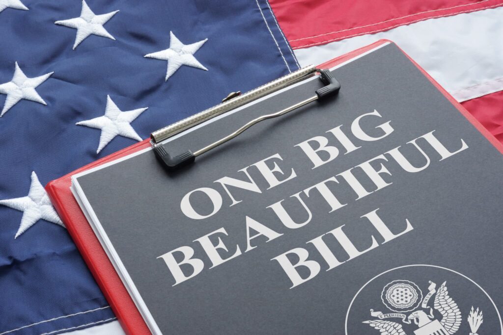 one big beautiful bill act is shown using the text and us flag