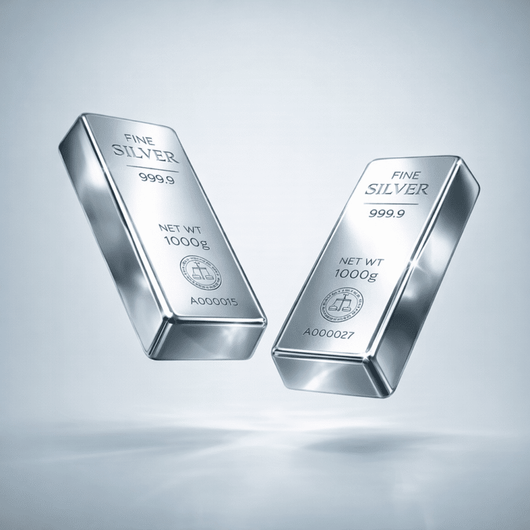 floating silver bars with detailed inscriptions